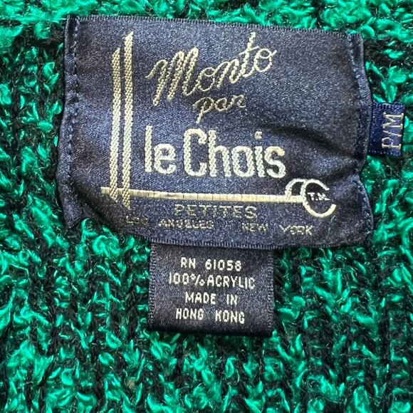 Vintage Monto Par Le Chois Womens Cardigan Sweater Size P/M Teal Black - Picture 3 of 11
